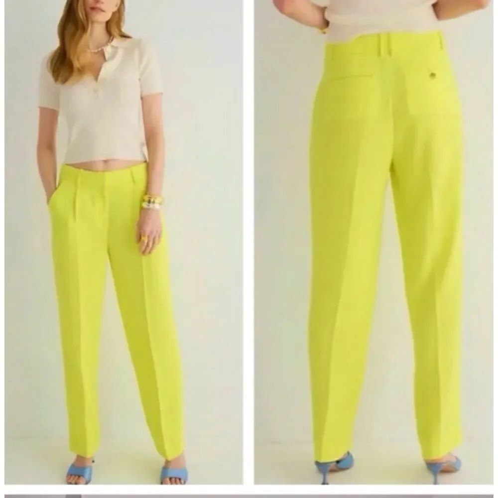 J. Crew Essential Trouser Wide Leg Pant in City Crepe in Lemon Sorbet Size 6 NWT